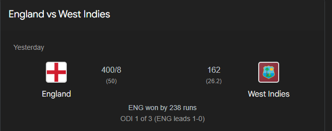 scorecard england vs west indies